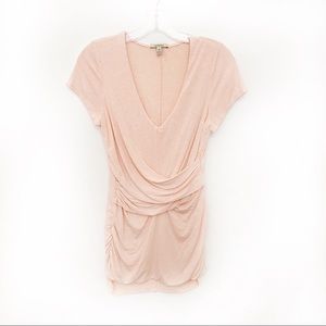 Anthropologie top pink Bordeaux blush ruching